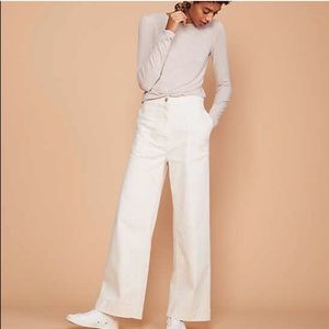 lou & grey white brushed twill high waist wide leg pant